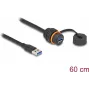 DeLOCK USB kabelis USB Type-A tēviņš uz mātīti 5 Gbps 60 cm melns IP68