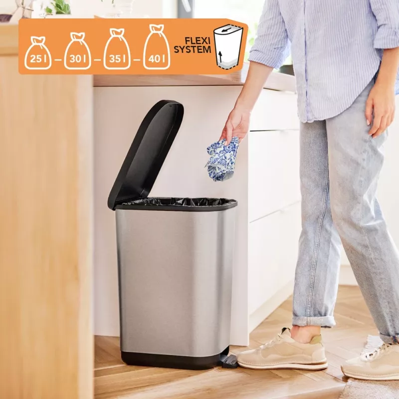 ROTHO Ribo Graphite - pedāļa tvertne – 35l
