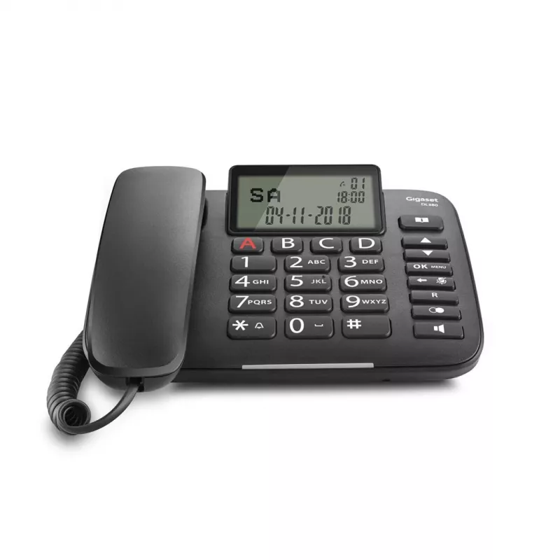 Analogais tālrunis Gigaset DL380 ar zvanītāja ID, vadu klausule, melns