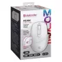 Bezvadu pele DEFENDER 52297 Silent Click — piemērota abām rokām, 2,4 GHz nano USB, 1600 DPI, balta