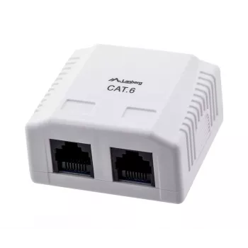 LANBERG Outlet Box RJ-45 Cat6 OU6-0002-W balta, 2 ligzdas, 30×54×57 mm
