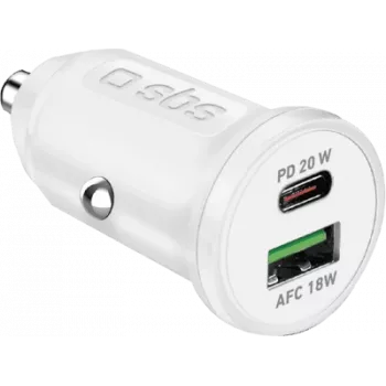 SBS auto lādētājs 12/24 V 1x Type C PD+ USB 2.1 A balts