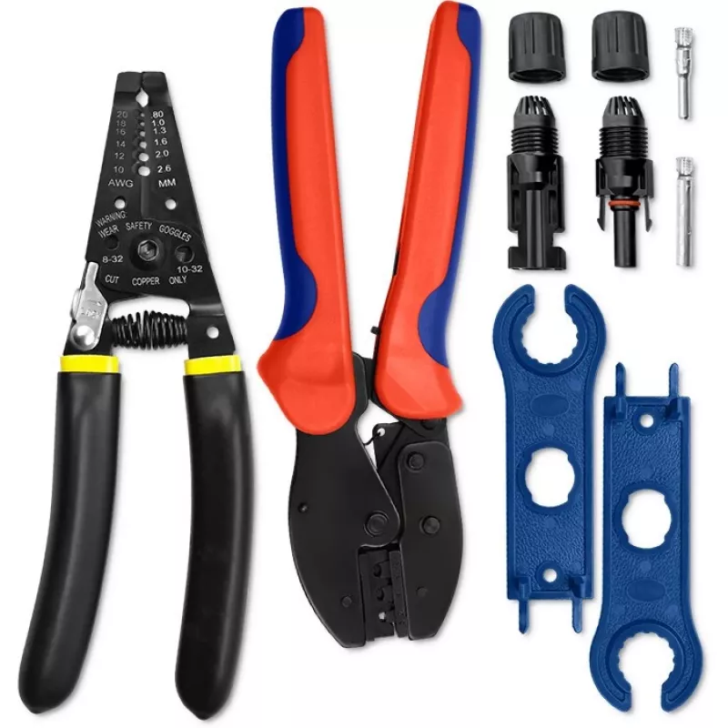 Qoltec Solar Tool Kit Saderīga ar MC4 Connectors | Crimping Tool + Stripping Pliers