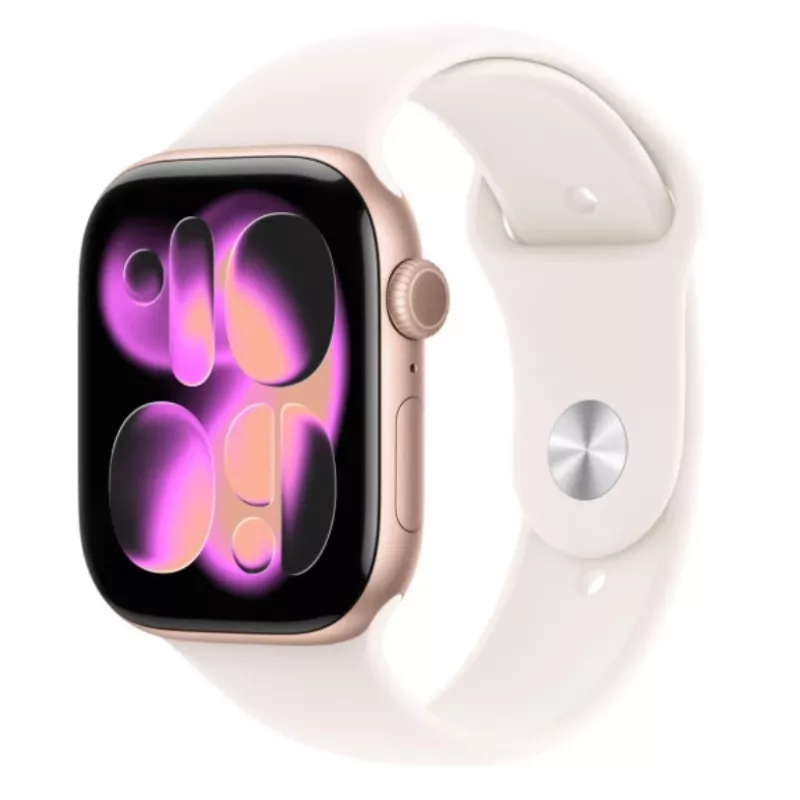 Apple Watch Series 11 GPS 46mm rozā zelta alumīnija korpuss ar Light Blush sporta siksniņu S/M