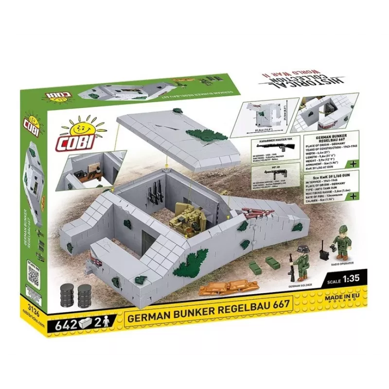 Konstruktoru komplekts Cobi Vācu bunkurs Regelbau 667/642 modelis COBI-3136 – detalizēts klucīšu komplekts