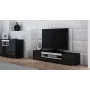 TV statīvs cama meble VIVA 180 — 1800×400×370 mm, melna virsma (skaidu plātne), melns rāmis, balti akcenti