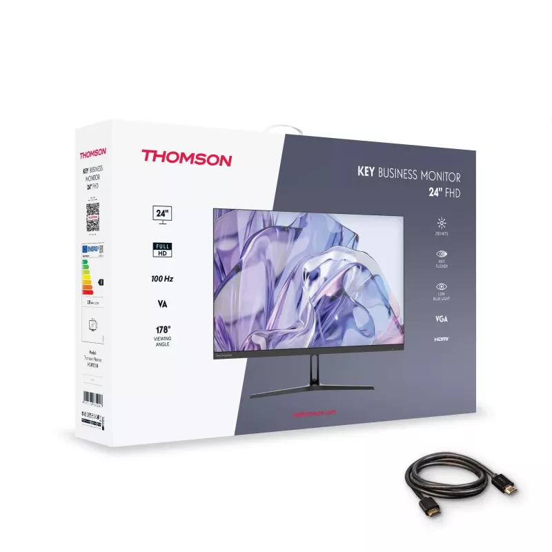 Monitors THOMSON M24FB2Y14 24 collas (61 cm) Full HD 1920x1080 VA LED, 14 ms, VESA, Melns