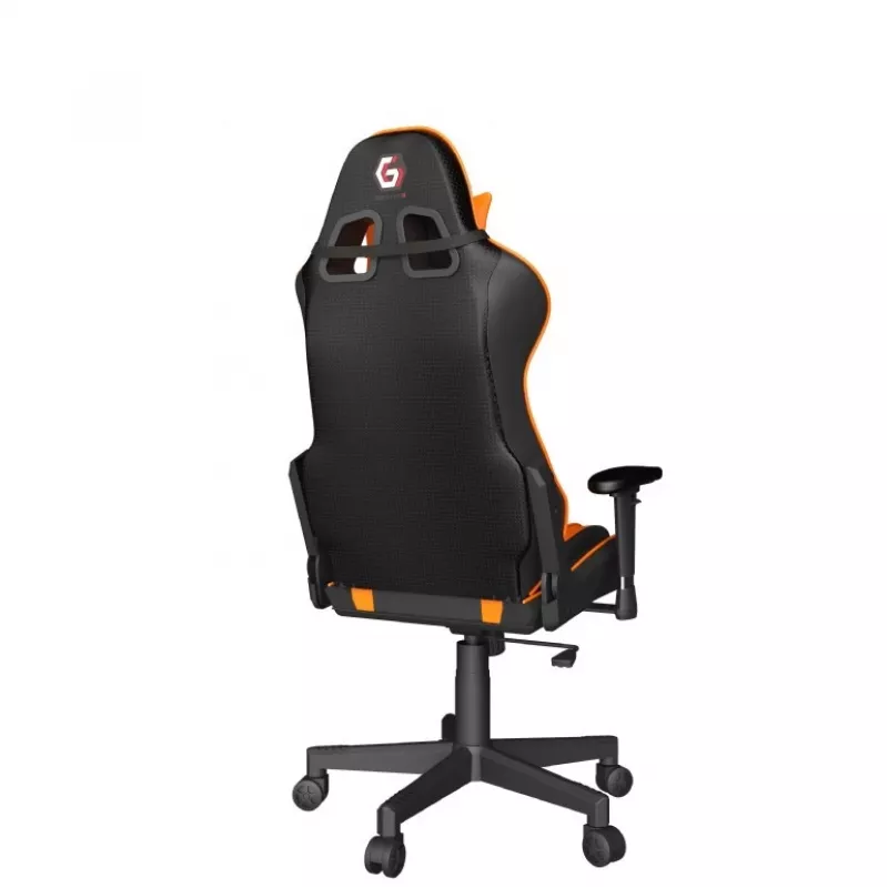 Spēļu krēsls GEMBIRD GC-SCORPION-04X melni oranžs, ergonomisks dizains, regulējama sēdpozīcija, augsta atzveltne