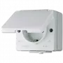 Kontaktligzda F tips Jung 620 W — 16 A, 250 V, duroplasta korpuss, balta, augstums 47 mm