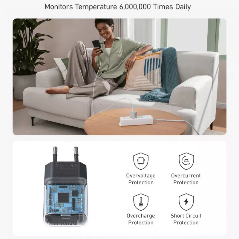 Iekštelpu lādētājs Anker 511 Nano A2337G11 — 30 W USB-C, melns