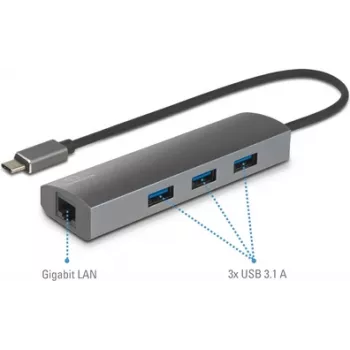 Renkforce RF-3374952 saskarnes centrmezgls USB 2.0 Type-C 1000 Mbit/s melns - pelēks (RF-3374952)