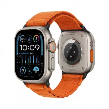 Maināma rokas siksniņa GUAN Premium Plus priekš Apple Watch — oranža/melna — der 42/44/45/46/49 mm