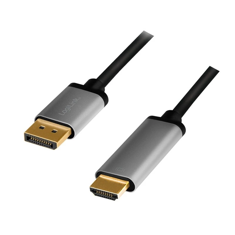 LogiLink CDA0107 video kabeļa adapteris 2 m DisplayPort HDMI Pelēks Melns