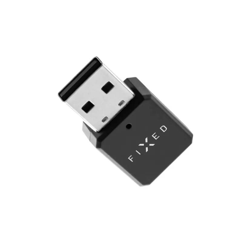 Bluetooth audio uztvērējs FIXED FIXSIG-BK — melns, bezvadu audio straumēšanas adapteris ar 3,5 mm izeju