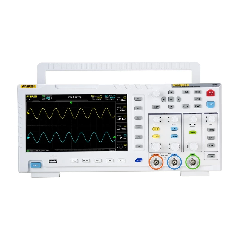 Oscilloscope Signal Generator Fnirsi 1014D 2-in-1 — 100 MHz joslas platums, 1 GS/s diskretizācijas frekvence