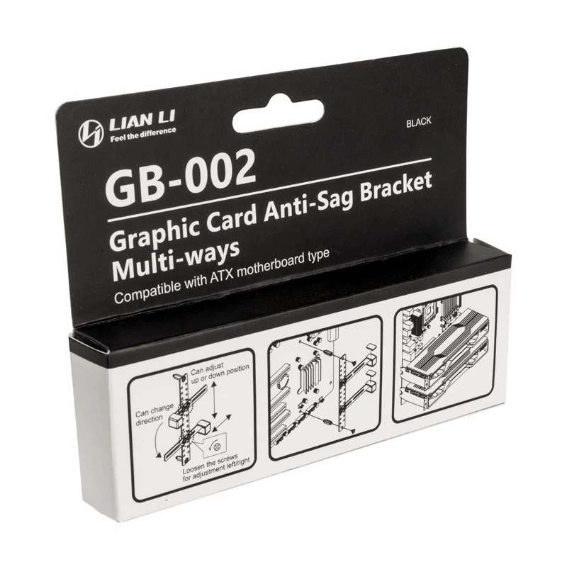 Grafikas kartes turētājs Lian Li GB-002 tērauda, universāls, 128,4 mm x 104 mm, melns, atbalsta 2 GPU