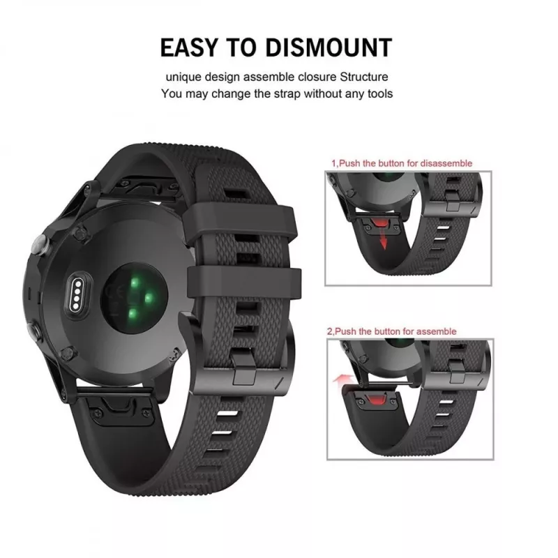 Pulksteņa siksniņa Tech-Protect Garmin Fenix sērijai — saderīga ar Fenix 3, 5X, 3HR, 5X Plus, 6X, 6X Pro, 7X — melna