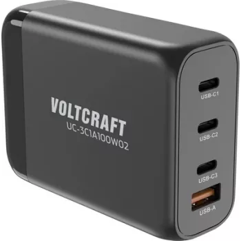 Voltcraft UC-3C1A100W02 USB lādētājs 100 W kontaktligzda iekštelpām USB-C ligzda USB-A (VC-16619005)