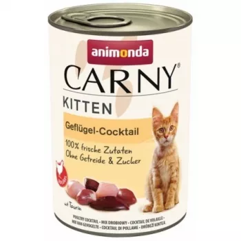 Slapjā kaķu barība animonda Carny Kitten Cocktail ar mājputnu gaļu 400 g bundža, mitrums 80%, olbaltumvielas 10,5%