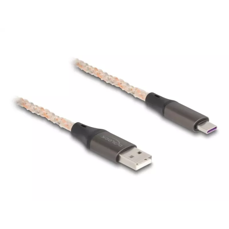 DeLOCK USB 2.0 kabelis Type-A uz USB Type-C RGB 1m