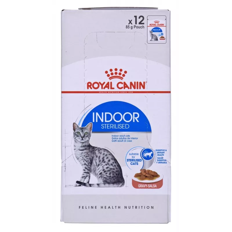 Mitrā kaķu barība Royal Canin Indoor Sterilized 12 x 85 g — mājputni, pieaugušiem sterilizētiem iekštelpu kaķiem