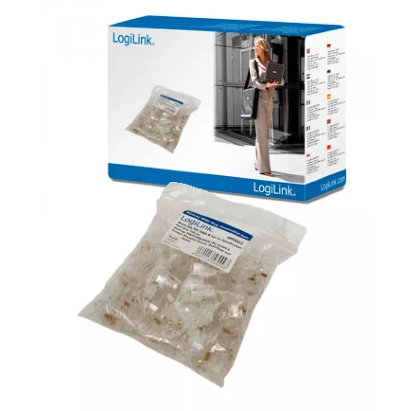 RJ-45 vadu savienotājs LOGILINK MP0002, CAT5e, caurspīdīgs, 100 gab. iepakojumā