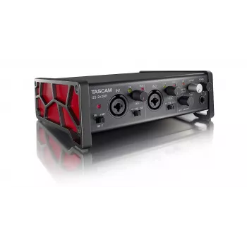 Audio saskarne Tascam US-2X2HR, 2 x XLR/kombinētās ieejas, 192 kHz, USB 2.0, MIDI ieeja/izeja, darbvirsmas, melna