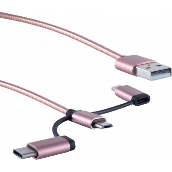 USB kabelis ShiverPeaks BS14-50074 1m USB A USB C/Micro-USB B/Lightning