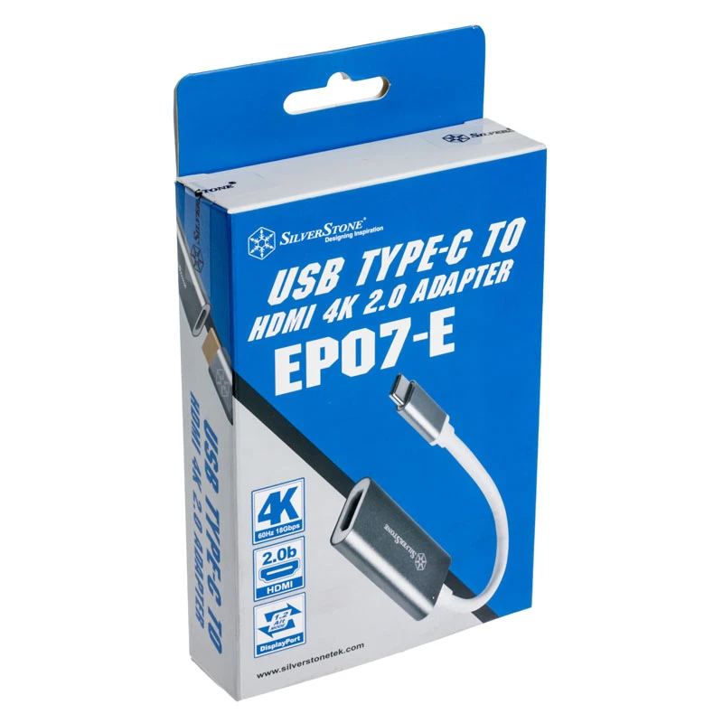 Adapter SILVERSTONE USB 3.1 Type-C to HDMI 2.0b SST-EP07C-E, video izejas adapteris