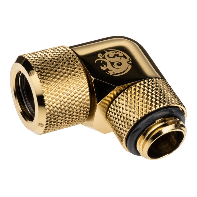 Bitspower Advanced Multi-Link Adapter Connector 90 grādi G1/4 collas AG uz 12mm AD cietcaurulei - grozāms, misiņš