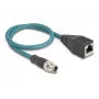 DeLOCK M12 adaptera kabelis X-kodēts 8 kontaktu vīrišķais uz RJ45 sievišķo 50 cm