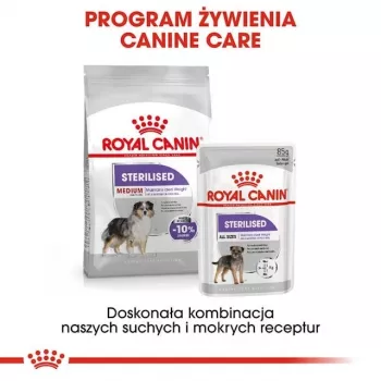 Sausā suņu barība Royal Canin Medium Sterilised Adult 12 kg — sterilizētiem vidēja izmēra pieaugušiem suņiem, mājputnu gaļa, olbaltumvielas 28%, tauki 13%