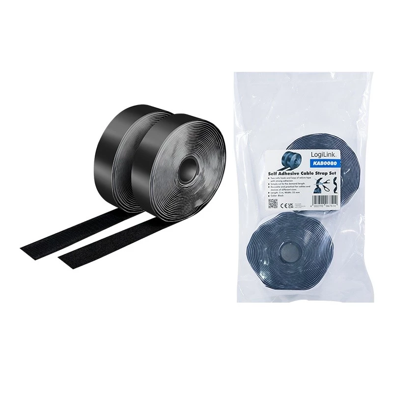 Velcro kabeļu saite LogiLink KAB0080 Melna 5000mm 25mm 2 gab.