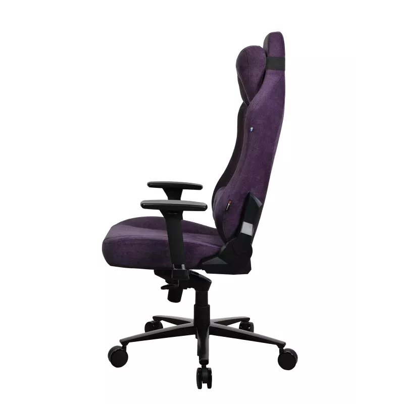 Spēļu krēsls Arozzi Vernazza SoftFabric violeta — ergonomisks dizains, regulējami roku balsti un augstums