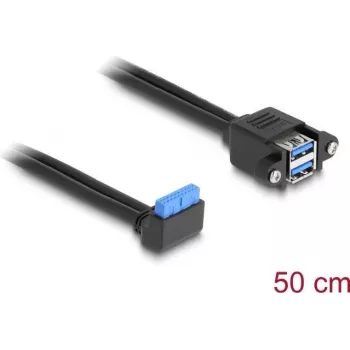DeLOCK kabelis USB 5 Gbps spraudņa ligzda 90° leņķī uz 2 x USB Type-A ligzda 50 cm