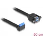 DeLOCK kabelis USB 5 Gbps spraudņa ligzda 90° leņķī uz 2 x USB Type-A ligzda 50 cm