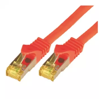 M-CAB - komutācijas kabelis - RJ-45 (vīr.) uz RJ-45 (vīr.) - 50 cm - SFTP, PiMF - 7. kat. izejmateriāla kabelis - bez halogēna, formēts, bez aizķeršanās - sarkans
