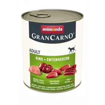 Konservēta suņu barība animonda GranCarno Oriģināls Beef & Duck 800 g, pieaugušiem, mitrā barība, bez lipekļa un sojas