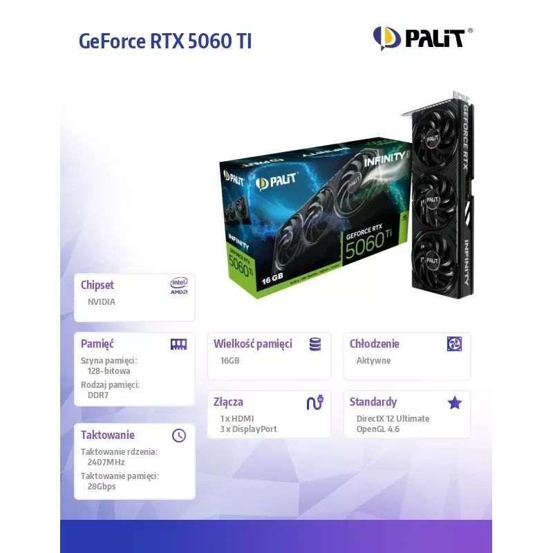 Grafikas karte Palit GeForce RTX 5060 Ti 16 GB GDDR7