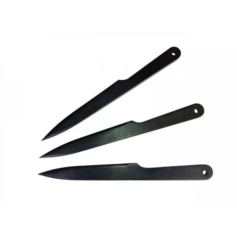 Metamo nažu komplekts KAL22 KAL22-CZ — 3 melni tērauda metamie naži, asmens 165 mm, garums 275 mm, svars 240 g
