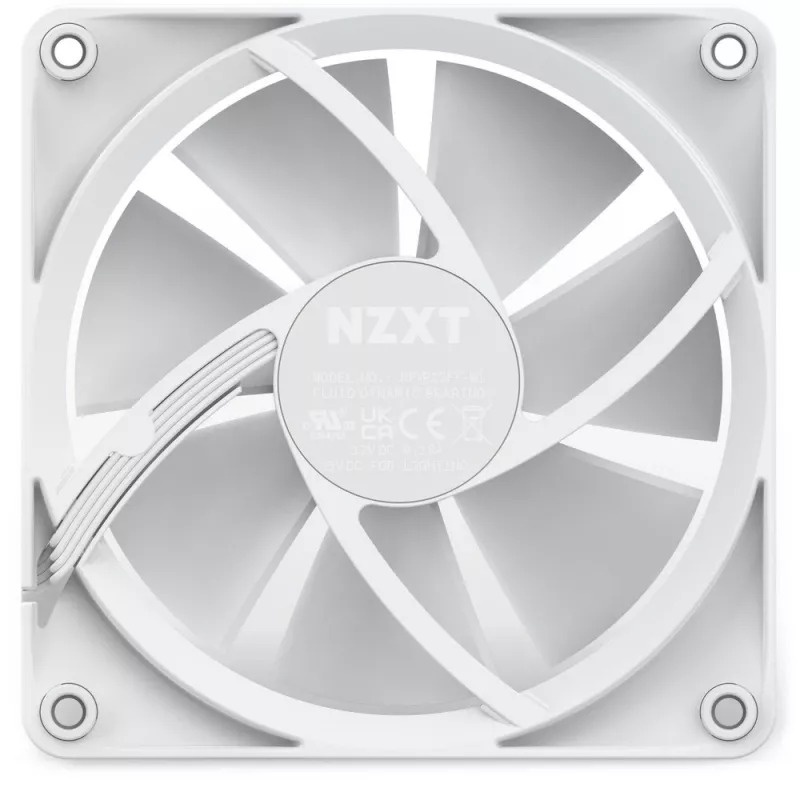 NZXT korpusa ventilators F120 RGB 120 mm balts, 4 kontaktu, 1800 RPM, 50.18 CFM, 18 gaismas diodes