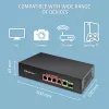 Ethernet PoE komutators QOLTEC 52296 — 4x RJ45 PoE porti, 1x RJ45 uplinks