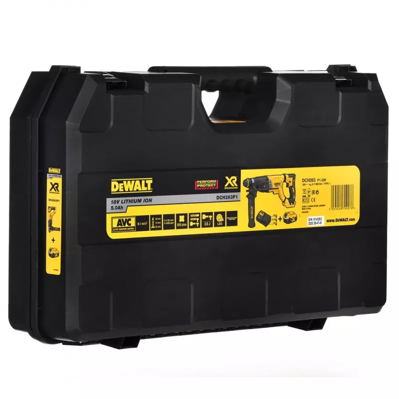18V XR bezsuku rotējošais perforators 1x5.0Ah akumulators; 3J; 28 mm
