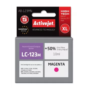 Activejet AB-123MN tinte (Brother LC123M/121M aizstājējs; Supreme; 10 ml; fuksīna)