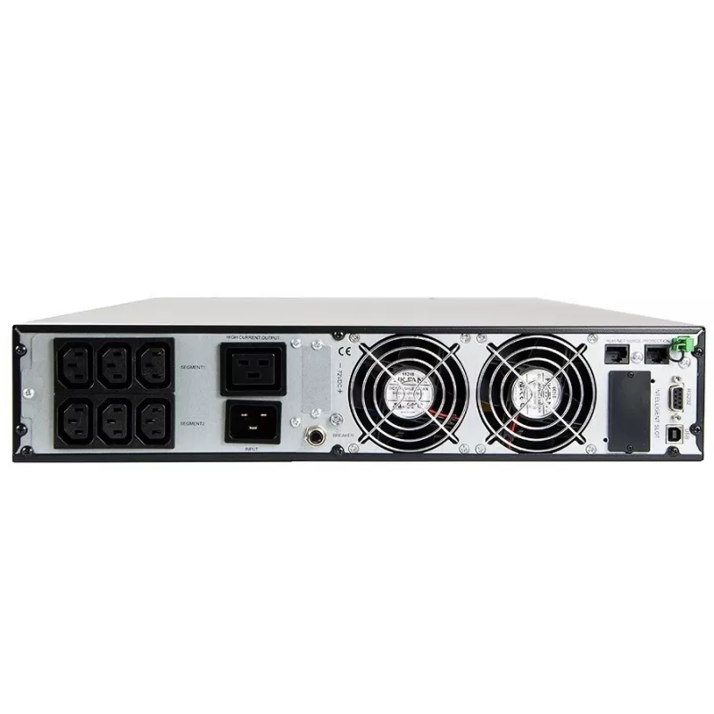 Nepārtrauktās barošanas avots zaļa Cell UPS15 — tiešsaistes dubultpārveidošana 3 kVA (2700 W), 6 maiņstrāvas ligzdas, tīrs sinuss, LCD, tornis, 6×12V/9 Ah baterijas