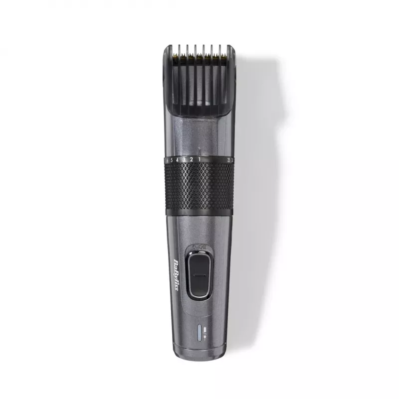 Matu trimmeris BABYLISS E976E — bezvadu, uzlādējams, 26 garuma soļi, 0,5 mm–25 mm, 40 mm asmens, titāna/nerūsējošā tērauda asmeņi, 60 min darbības laiks