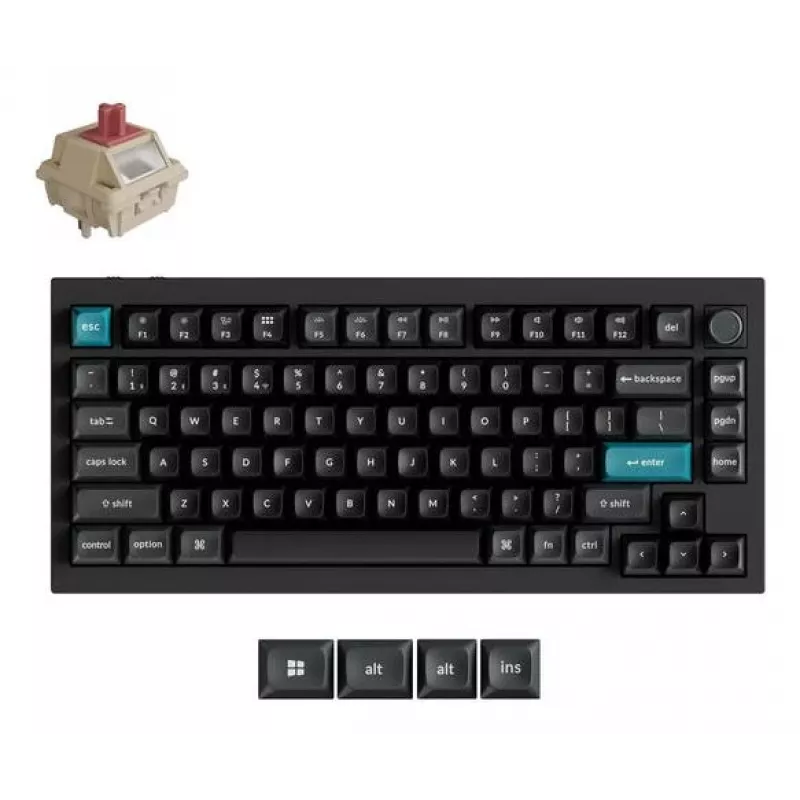 Mehāniskā tastatūra Keychron Q1 Ultra 8K — 75% izkārtojums, USB + RF bezvadu + Bluetooth, RGB, melna