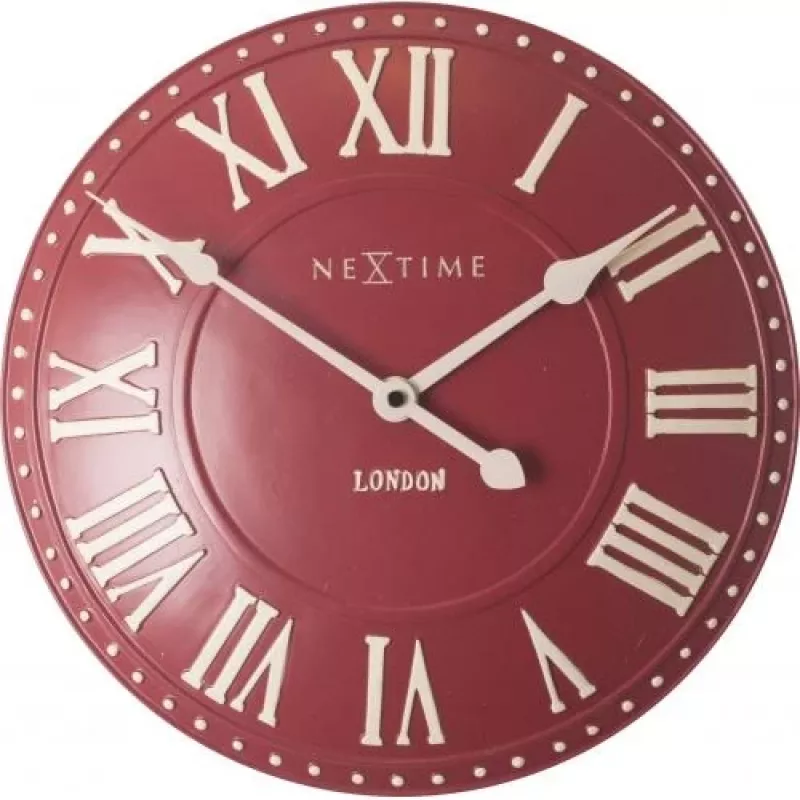 NeXtime klok 3083ro London Roman, Ø34.5 cm, Sienas, Sarkans/ Balts