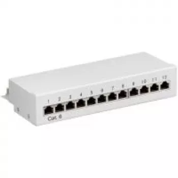 Wentronic Goobay CAT 6 Mini/Desktop Patch Panel, 12 Port, pelēka - STP Shielded, pelēka (69306)