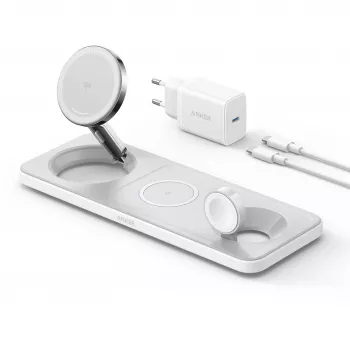 Anker MagGo universāls balts USB bezvadu lādētājs ātrai uzlādei iekštelpām